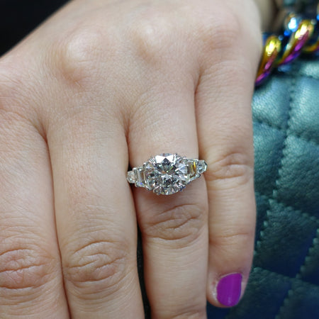 3 carat old european cut diamond engagement ring