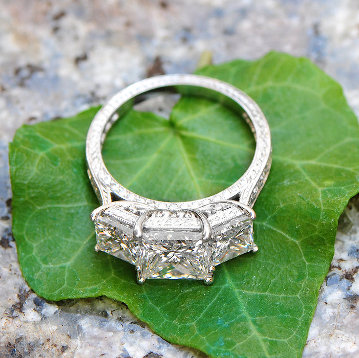 Three Stone Princess Cut Diamond Engagement Ring