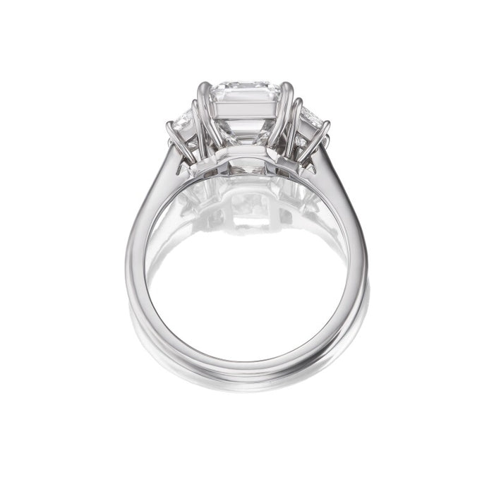 Classic Emerald Cut Trapezoid Three Stone Diamond Engagement Ring