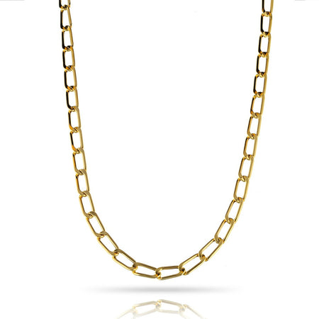 flat link yellow gold chain made in Italy