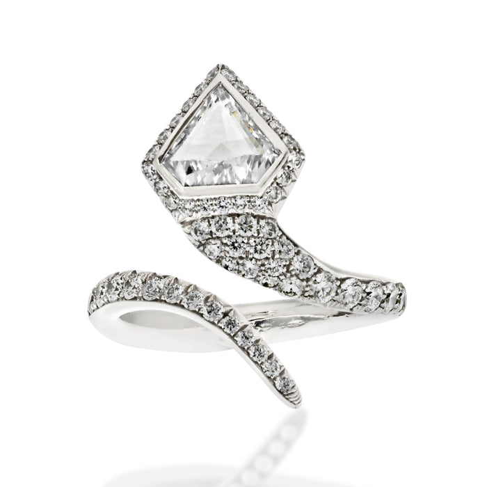 Custom Made Ladies Serpent Diamond Platinum Ring