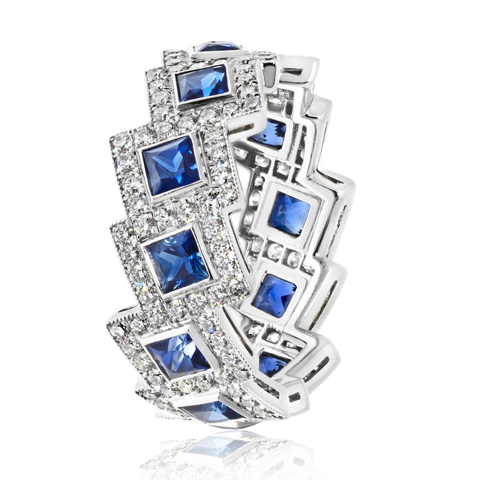 Platinum Sapphires And Diamonds Ladies Ring