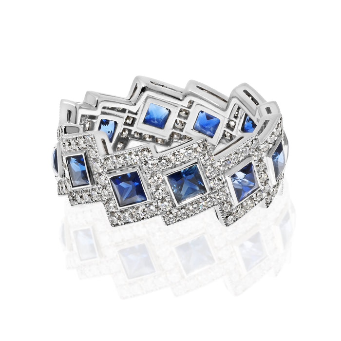 Platinum Sapphires And Diamonds Ladies Ring