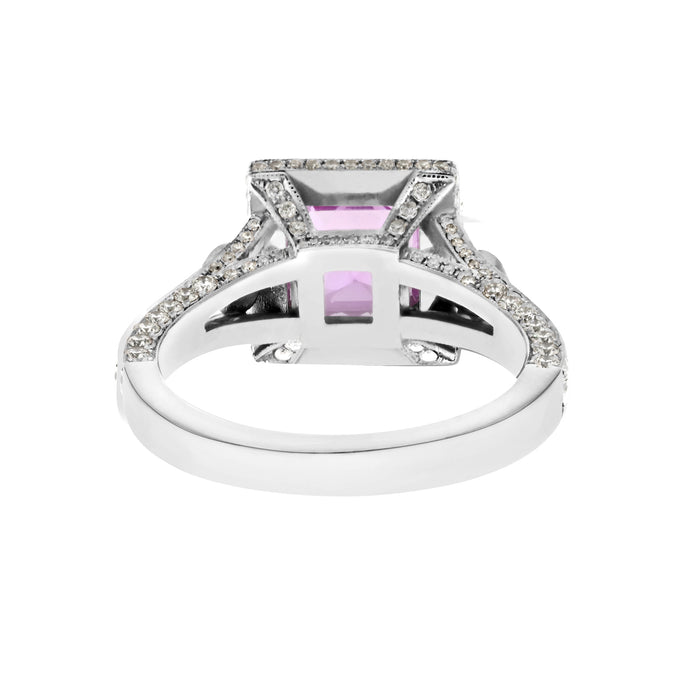 Platinum Pink Sapphire And Diamond Halo Ring