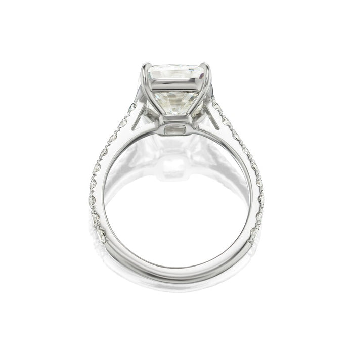 Cushion Cut Solitaire Diamond Pave Shoulders Engagement Ring
