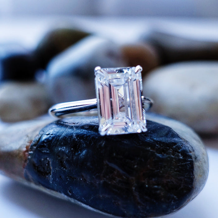 emerald cut solitaire diamond engagement ring