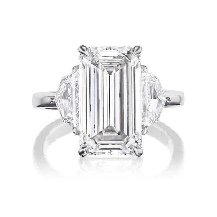 Classic Emerald Cut Three Stone Diamond Engagement Ring