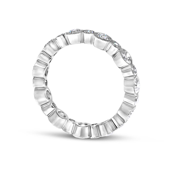 Handmade Bezel Set Round Cut Diamond Eternity Ring