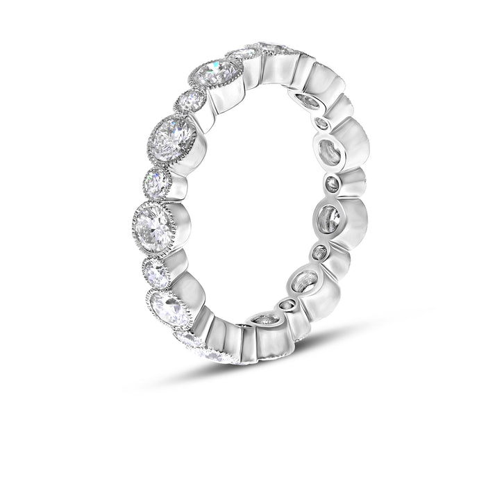 Handmade Bezel Set Round Cut Diamond Eternity Ring