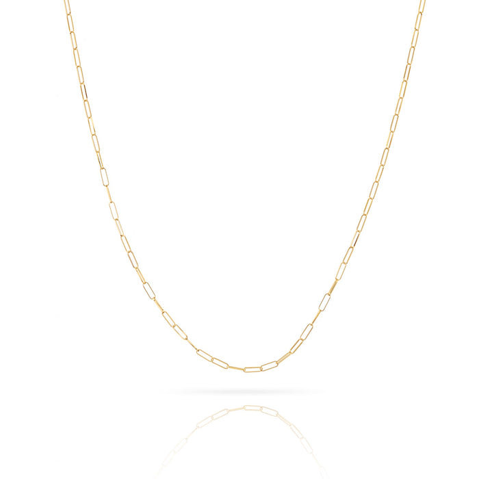 "Chic Paper Clip" 18K Yellow Gold 30 Inch Chain