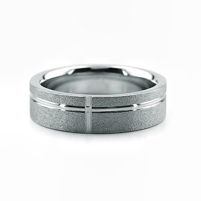 Handmade Brushed Finished With High Polished Center Men's Wedding Band