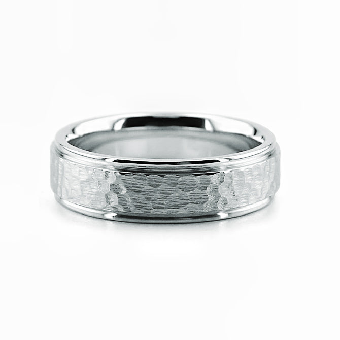 Handmade Hammered Finish Men's Wedding Band