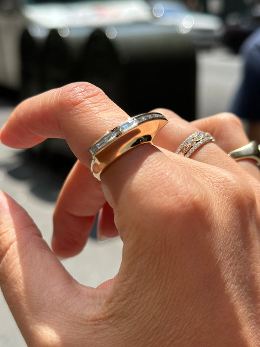 18K Yellow Gold Sculptural Mohawk-Style Diamond Cocktail Ring