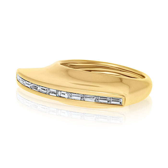 18K Yellow Gold Sculptural Mohawk-Style Diamond Cocktail Ring