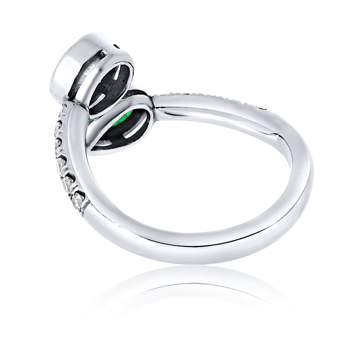 Platinum Crossover Diamond And Emerald Pinky Ring