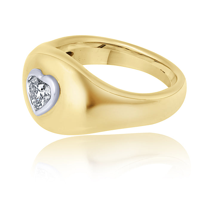 18K Yellow Gold Heart Diamond 0.30ct Pinky Ring