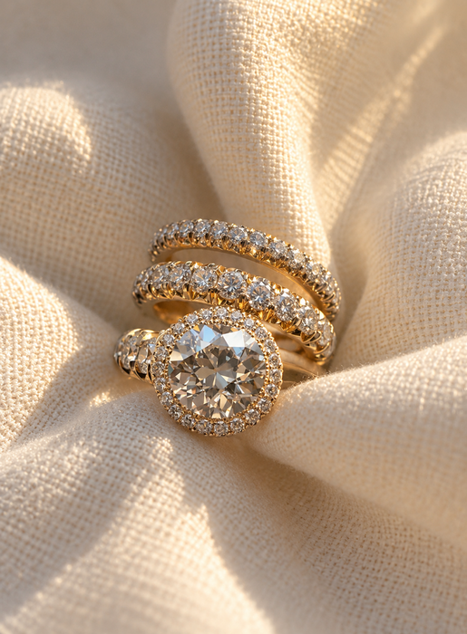 2 Carat Round Cut Diamond Halo Pave Wrap Around Ring