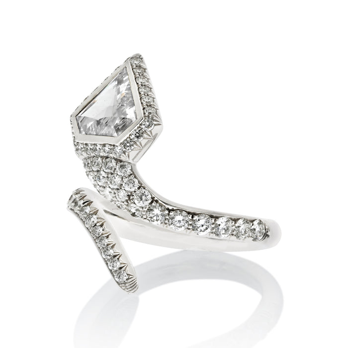 Custom Made Ladies Serpent Diamond Platinum Ring