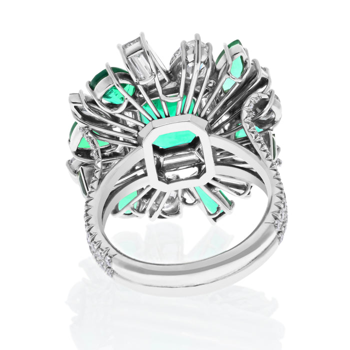 Platinum Entourage Green Colombian Emerald And Diamond Cocktail Ring