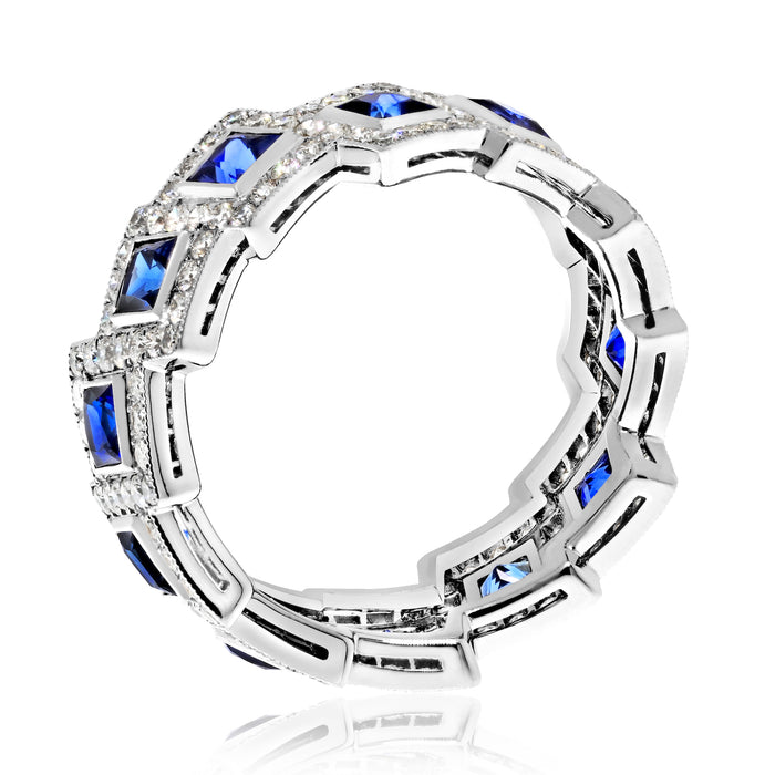 Platinum Sapphires And Diamonds Ladies Ring