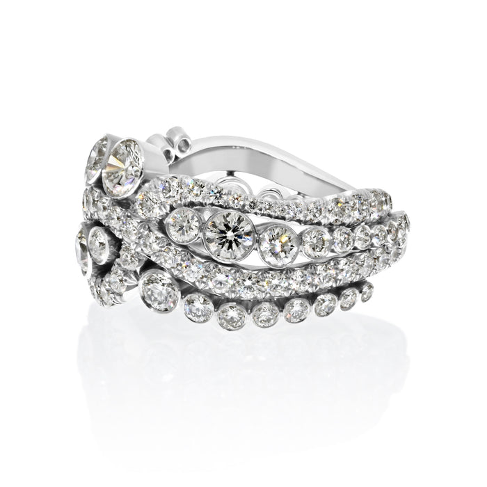 Platinum 2.50cttw Round Diamond "Crown" Entwine Cocktail Ring