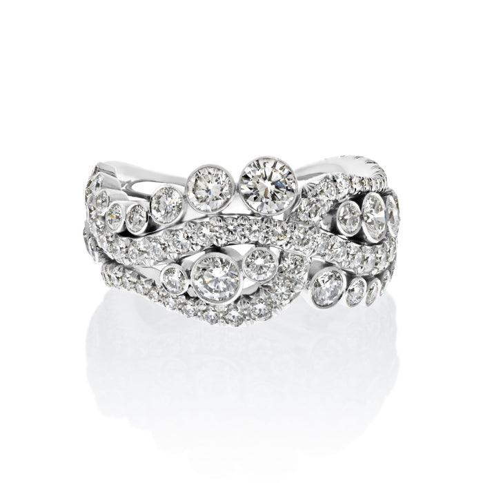 Platinum 2.50cttw Round Diamond "Crown" Entwine Cocktail Ring