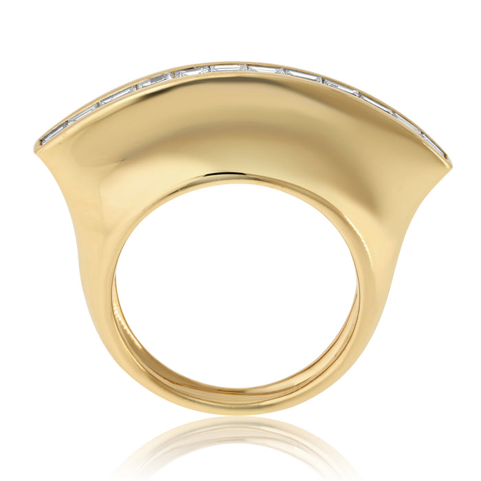 18K Yellow Gold Sculptural Mohawk-Style Diamond Cocktail Ring