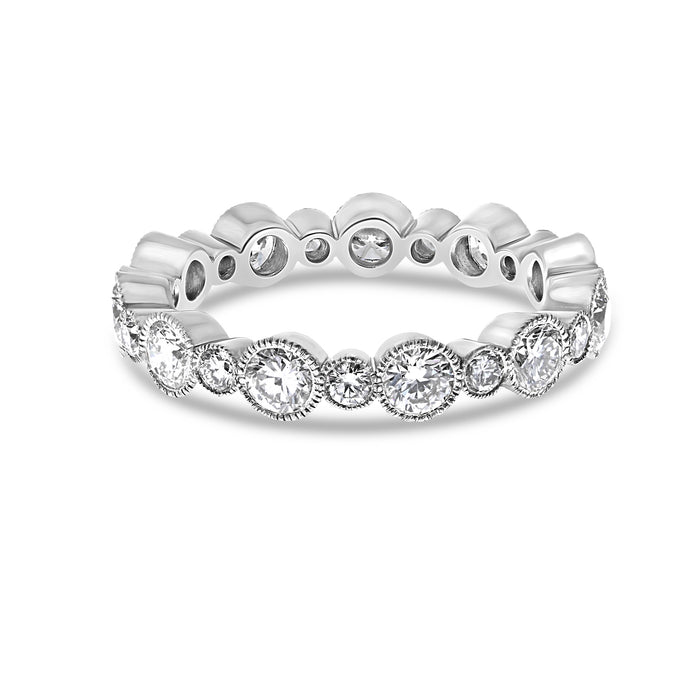 Handmade Bezel Set Round Cut Diamond Eternity Ring